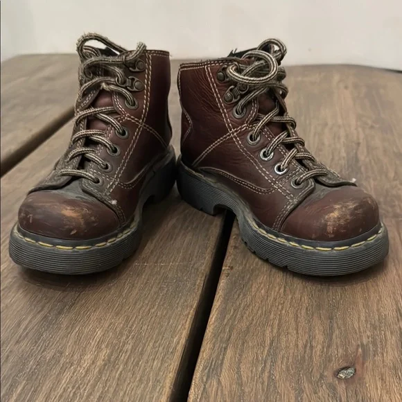 Brown Leather Lace-Up Boots - Picture 1 of 7